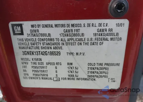 2002 Chevrolet Avalanche 1500 from USA, damaged, VIN 3GNEK13T42G186529